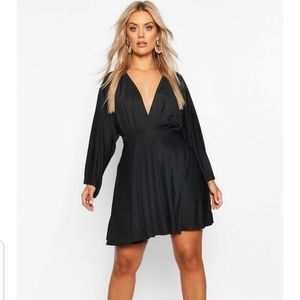 Boo Hoo Black kimono sleeve skater dress
